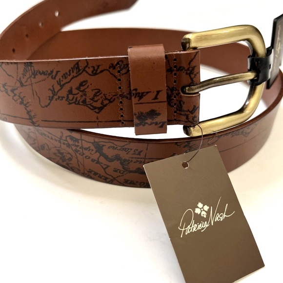 NWT Original PATRICIA NASH Vietri Signature Map Belt Leather Riot Rust Medium main image 6